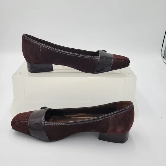 Naturalizer Brown Suede/Leather Pumps Low Block Heels Size 7 - Picture 3 of 7